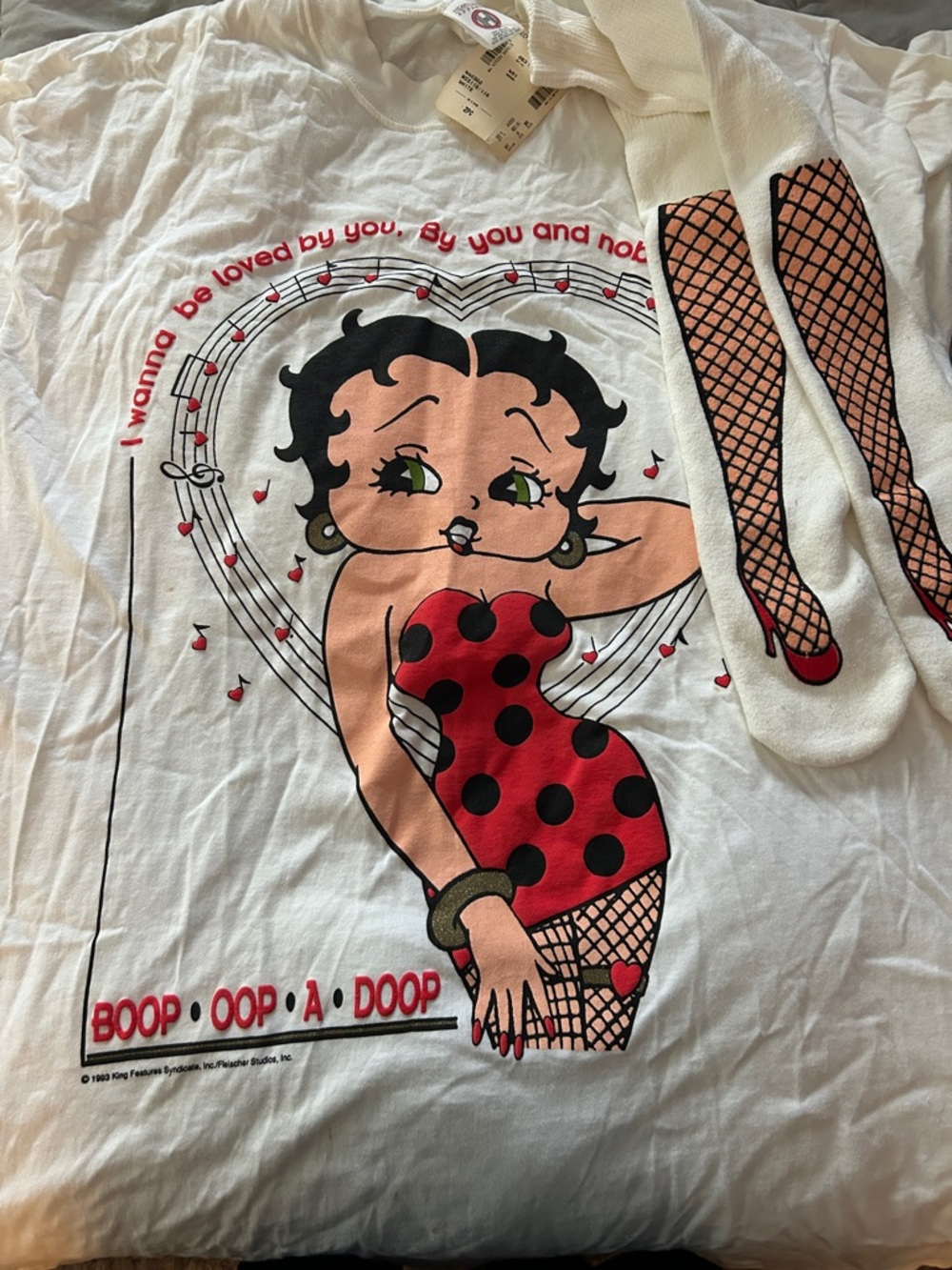 Betty Boop White Sleep Tee with Red & Black Polka-Dot Graphic from Nordstrom